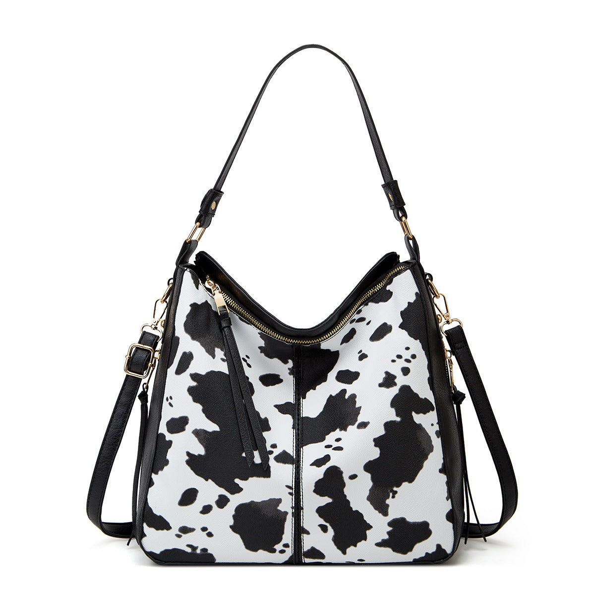 Wholesale PU Cow Pattern Retro Large Capacity Soft Leather Tote Bag Shoulder Diagonal Bag